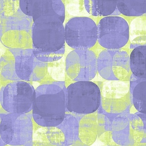 Ikat Patchwork Squares in Lilac and Honeydew (Large Scale)