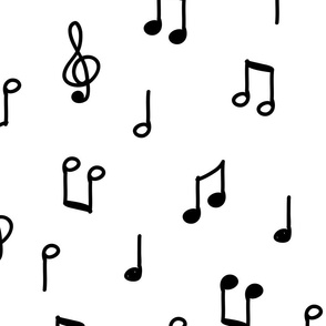 Music Notes - Black and White - LARGE