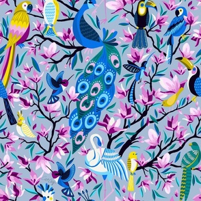 Tropical Bird Tree of Life – Powder Blue