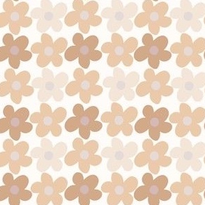 retro floral gingham 4 x 4 inch in neutral boho tones 