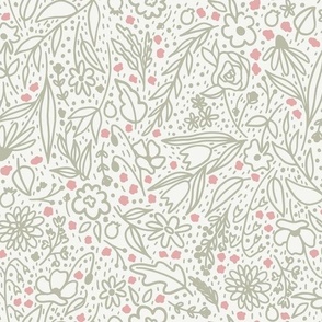 Whimsical garden wonderland green and pink, baby, nursery, pretty floral