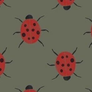 Ladybird pattern green 4.4 x 4.5 inch sage green, olive green, lady bug, ladybug