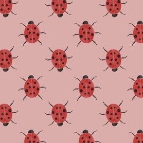 Ladybird pattern pink 2.25 x 2.25 inch small scale, ladubug