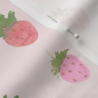 Watercolor strawberry / medium / pale blush pink with pink and red strawberries