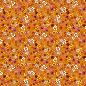 70s Flowers on orange repeat