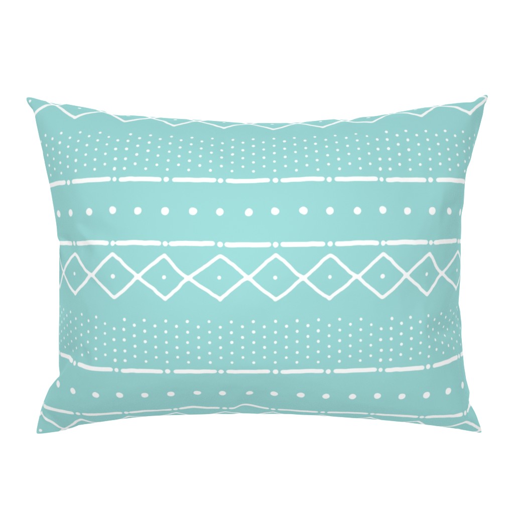 Mudcloth II (Petite) in white on turquoise