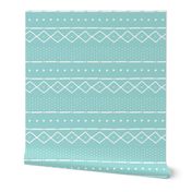 Mudcloth II (Petite) in white on turquoise