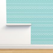 Mudcloth II (Petite) in white on turquoise