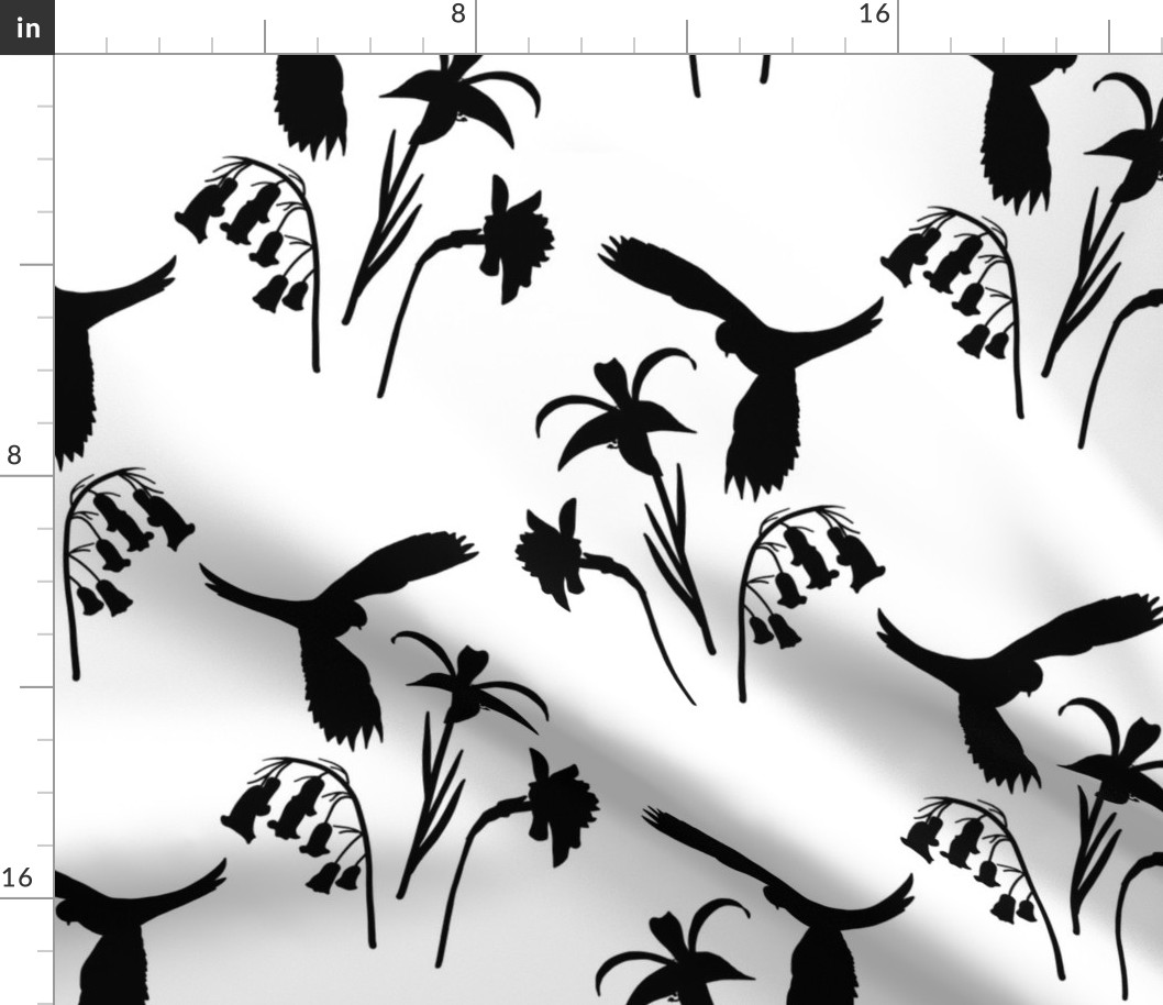 Lorikeet, Soaring into Spring #1 - black silhouettes on white, medium 