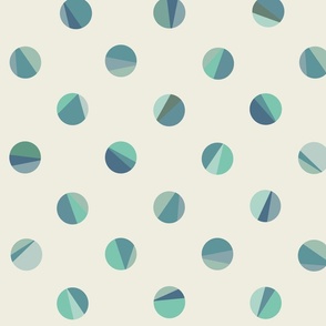 Contemporary Slice - Reimagined Circle Motifs in Teal and Cream - Abstract Geometric Art for Modern Home & Apparel