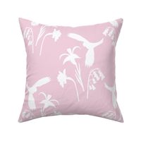 Lorikeet, Soaring into Spring #1 - white silhouettes on cotton candy pink, medium 