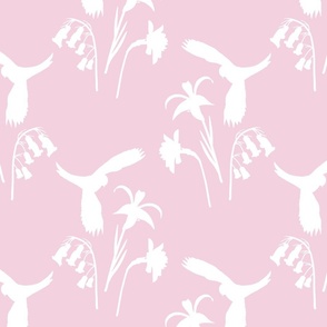 Lorikeet, Soaring into Spring #1 - white silhouettes on cotton candy pink, medium 