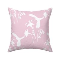 Lorikeet, Soaring into Spring #2 (rows) - white silhouettes on cotton candy pink, medium 