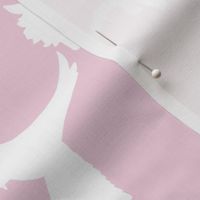 Lorikeet, Soaring into Spring #2 (rows) - white silhouettes on cotton candy pink, medium 