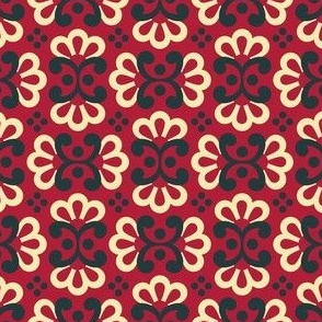 0876 - abstract retro ornaments, red