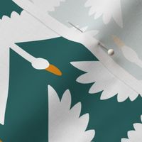 Flying Cranes - Emerald