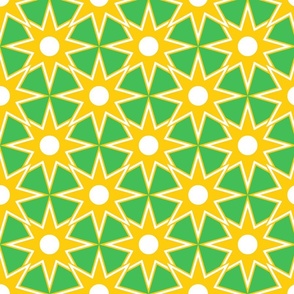 Reach out, Touch Me -  Sunny Diamond Stars in The Sky - Grass Light Green Metallic Golden Yellow White - Holidays Joy Party - Rich Geometric Retro Funny Pattern - Middle 