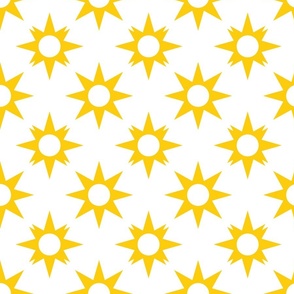 Sunny Diamond Stars in The Sky - Light White  Metallic Golden Yellow White - Holidays Joy Party - Simple Geometric Retro Funny Pattern - Middle #2 