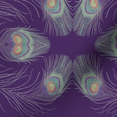 Purple Peacock feather floating pattern