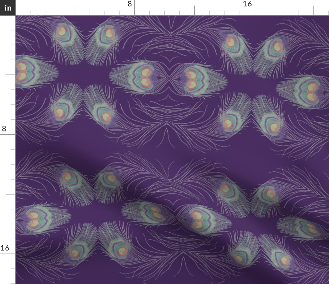 Purple Peacock feather floating pattern