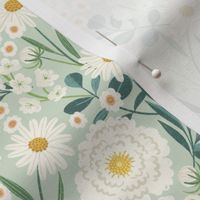 White Pretty Floral Mint 7 in repeat