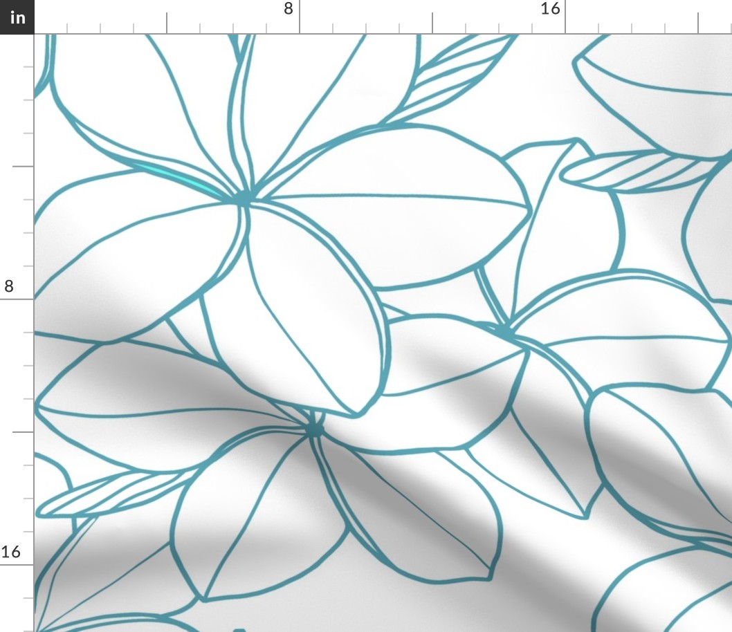 jumbo-original Plumeria-aqua outline