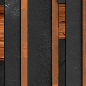 black and grey slate and rosted iron in stripes