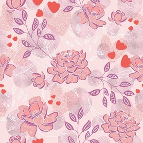 big// Peonies in Bloom graphic leaves - Rose pink