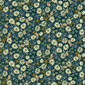 Petite Boho Floral Tile-Navy