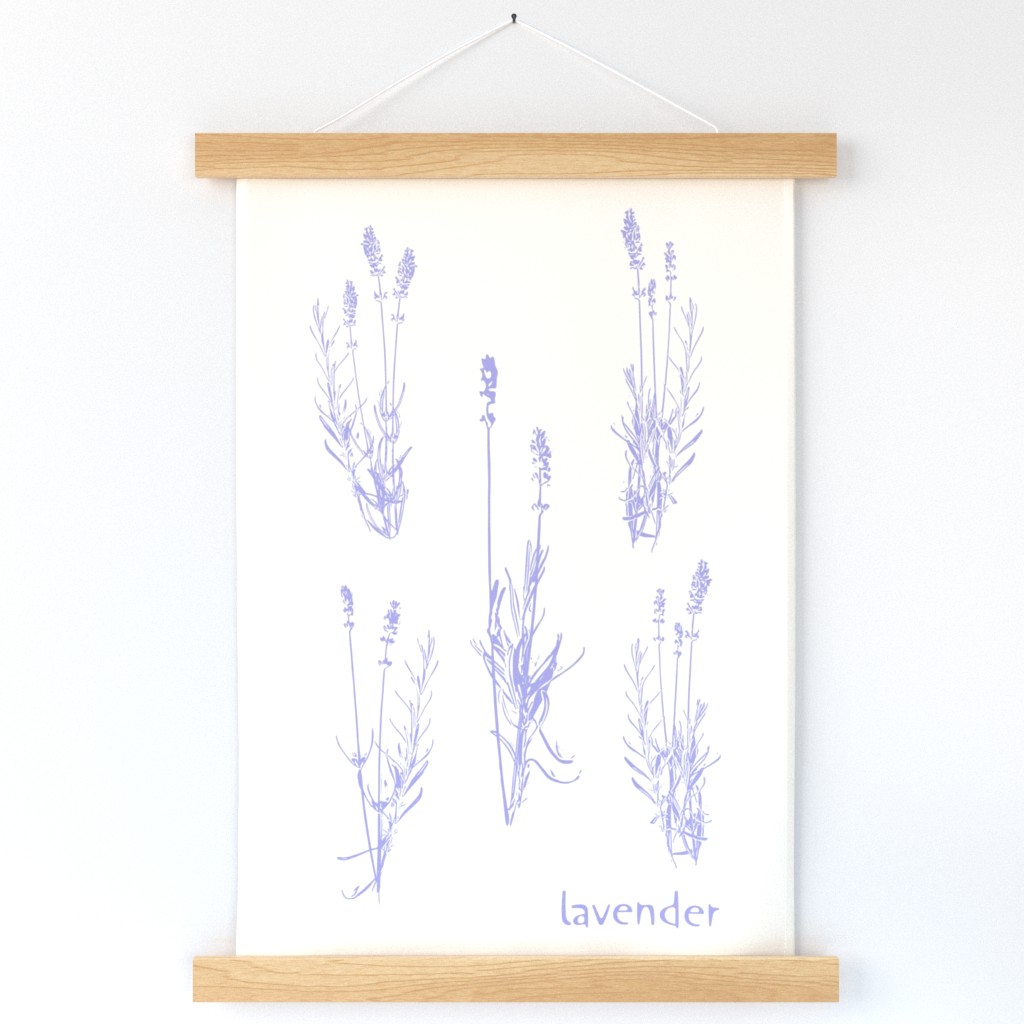 Lavender Tea Towel and Wallhanging on creamy white