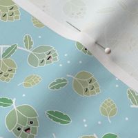 Cheers for beer - Adorable Kawaii hop plants and leaves for beer lovers green on blue