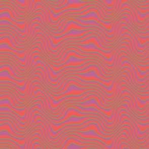 Abstract trendy wavy red pink green stripes