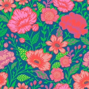 everything blooms - coral, peony and grass