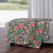 Blooming Chalkboard Floral in Peony, Coral and Grass Green