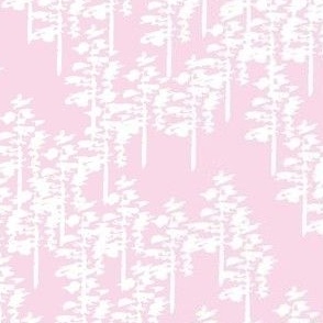 White Pine Trees on Light Pink
