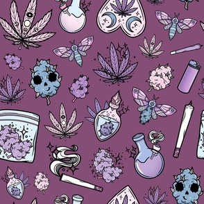Marijuana Pink Fabric, Wallpaper and Home Decor | Spoonflower