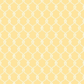 Nautical Fishing Net Design on Yellow Background, Small Scale Design
