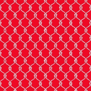 12 in Repeat - Nautical Netting Design on  Red