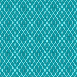 Nautical Fishing Net Design on Teal Background, Small Scale Design