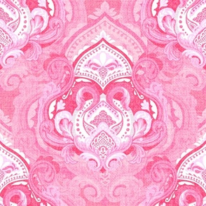 Textured Miranda Pink Damask Large Scale