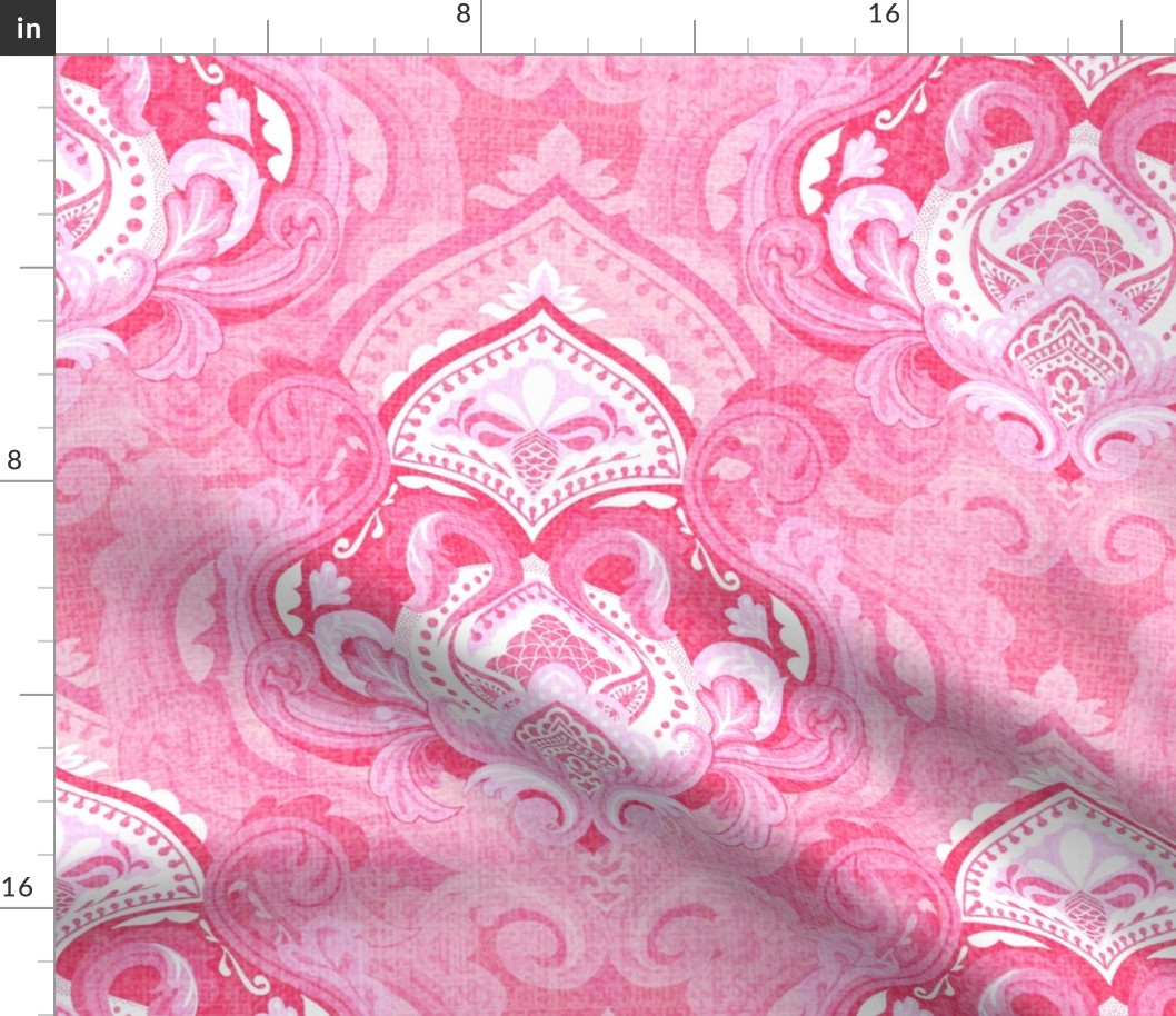 Textured Miranda Pink Damask Large Scale