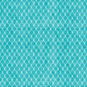 Nautical Fishing Net Design on Teal Distressed  Background, Small Scale Design