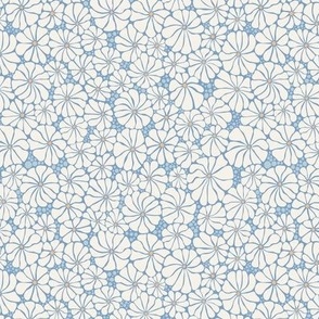 Wavy Daisy - Small scale - Dusty Blue - Retro Vintage Flowers Daisies cottagecore