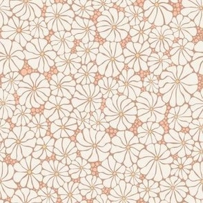 Wavy Daisy - small scale - Dusty Pink - Retro Vintage Flowers Daisies cottagecore