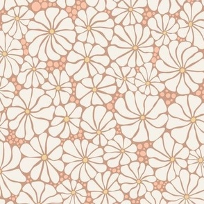 Wavy Daisy - medium scale - Dusty Pink - Retro Vintage Flowers Daisies cottagecore