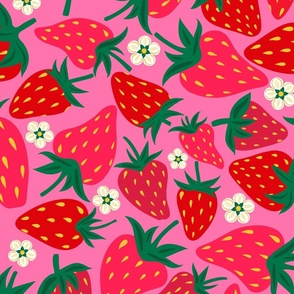 Wild Strawberries on Pink - Large