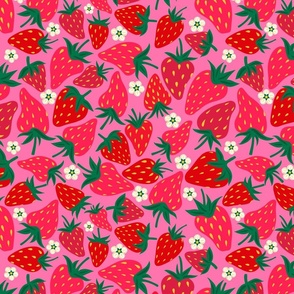Wild Strawberries on Pink - Medium