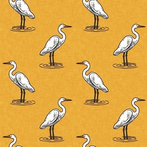 Egret - White Heron - Beach - yellow - LAD22