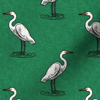 Egret - White Heron - Beach - green - LAD22