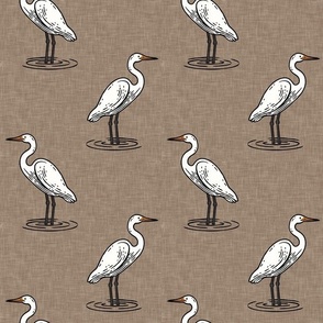 Egret - White Heron - Beach - soft brown - LAD22